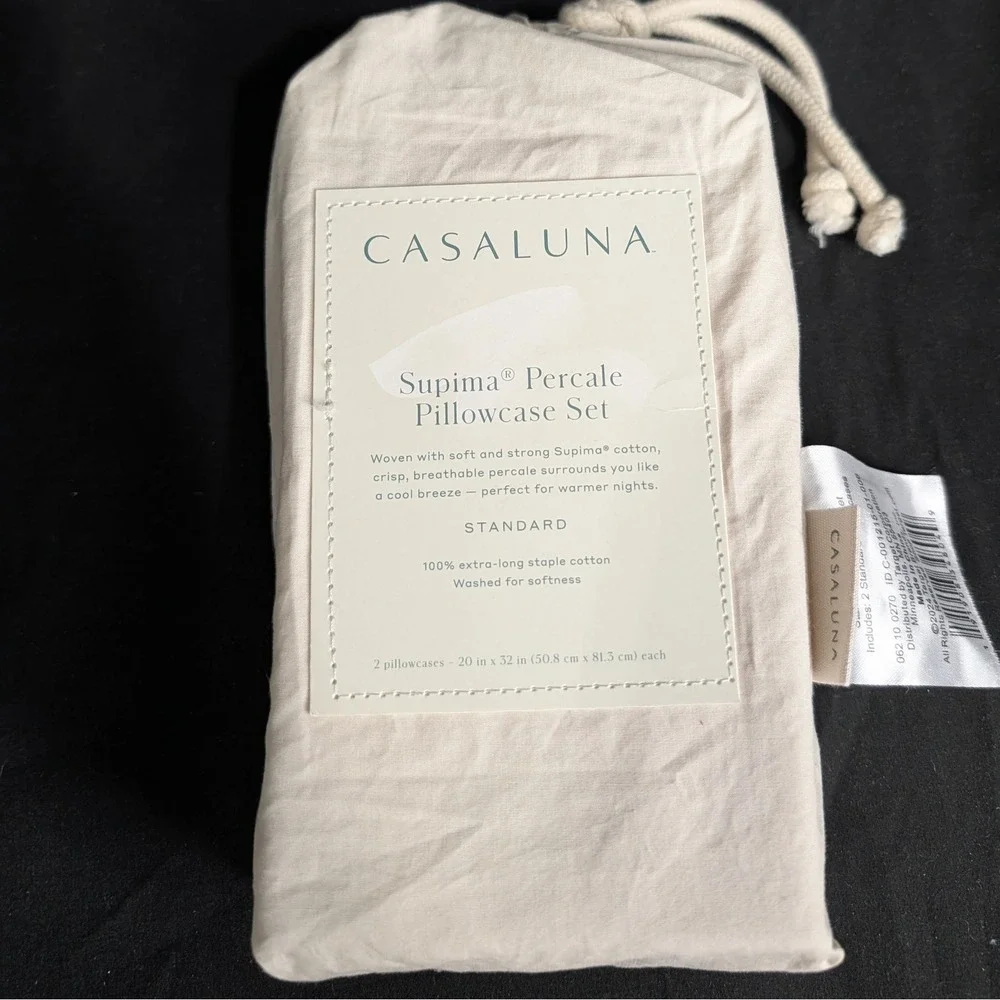 Standard 400 Thread Count Percale Pillowcases Natural - Casaluna™